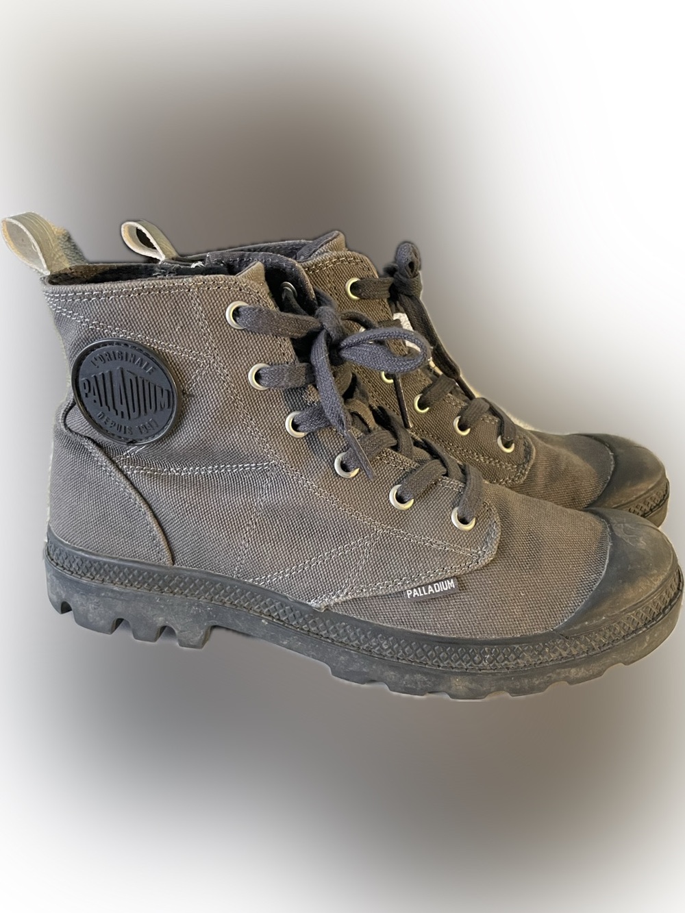 Womens 8 (Men’s 6) Gray Canvas zip-up Chukka Boots by Palladium - Picture 10 of 11